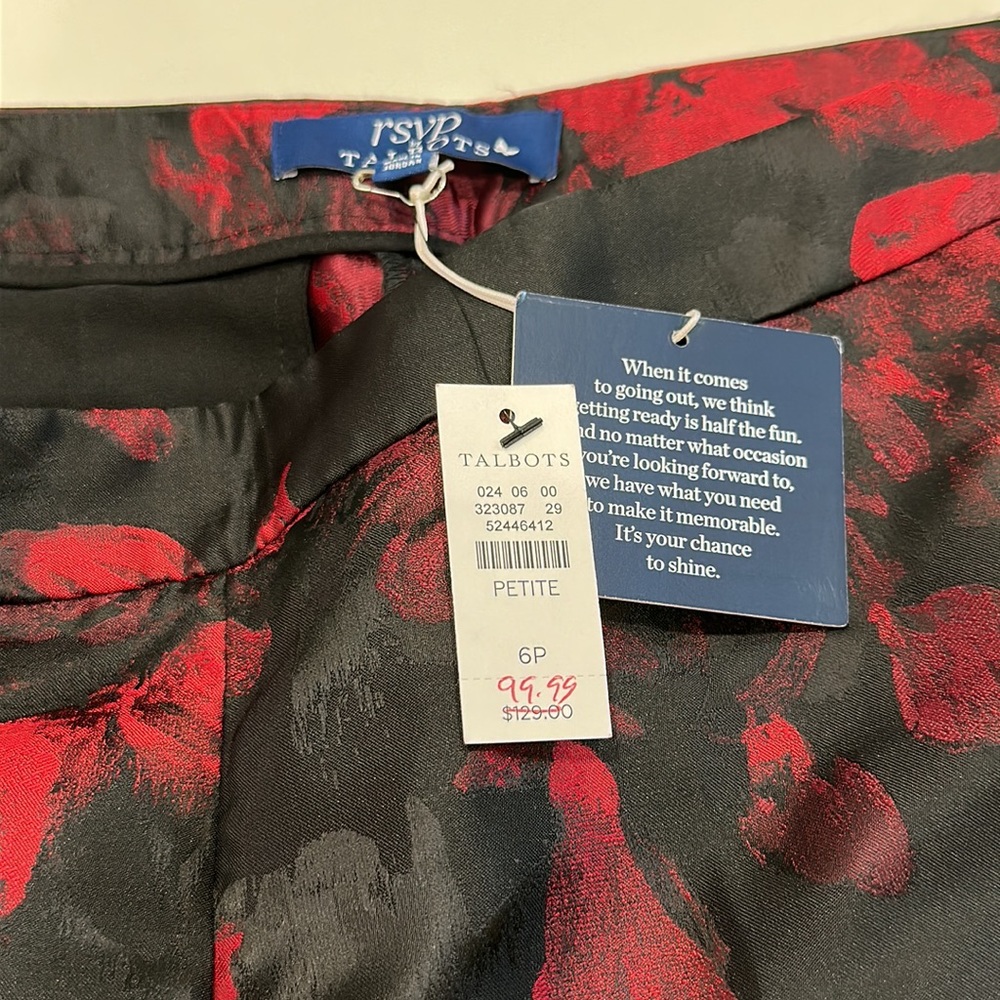 TALBOTS Hampshire Red & Black Floral Ankle Pants 6P - Picture 10 of 13